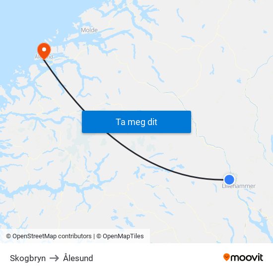 Skogbryn to Ålesund map