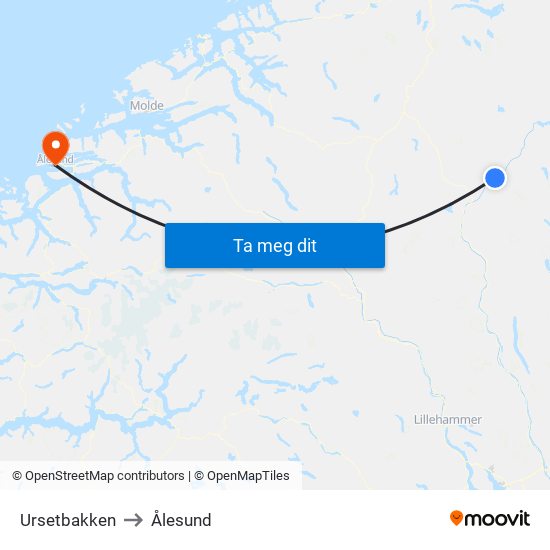 Ursetbakken to Ålesund map