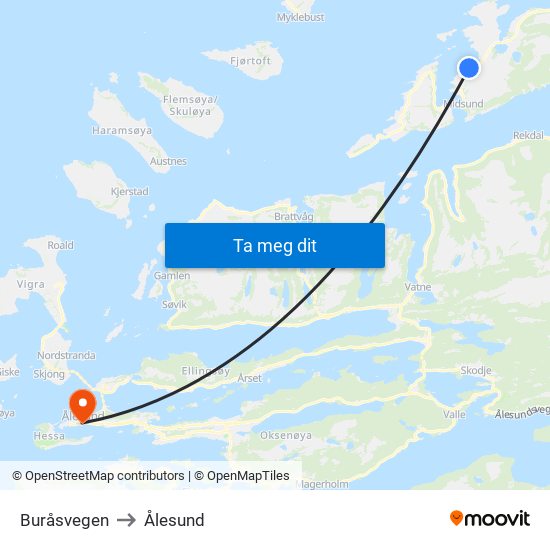Buråsvegen to Ålesund map