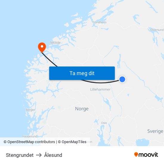 Stengrundet to Ålesund map