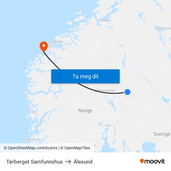 Tørberget Samfunnshus to Ålesund map