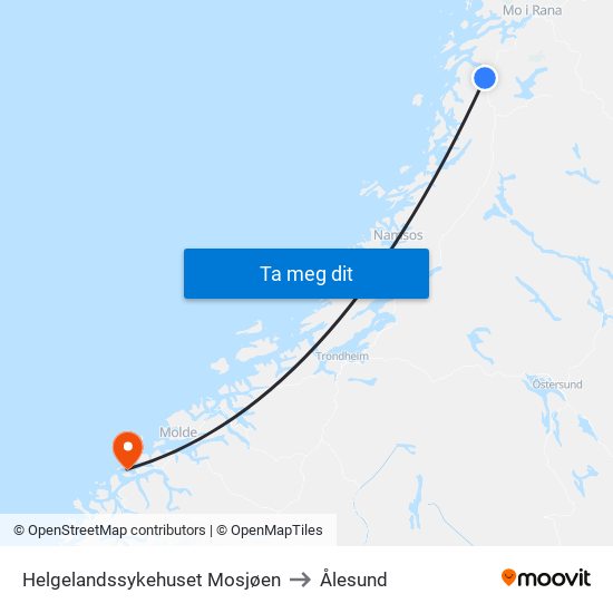 Helgelandssykehuset Mosjøen to Ålesund map