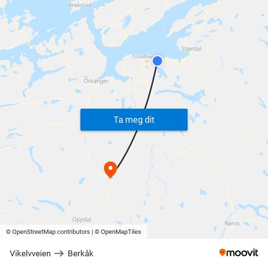 Vikelvveien to Berkåk map