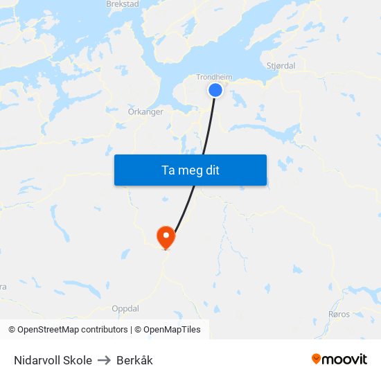 Nidarvoll Skole to Berkåk map