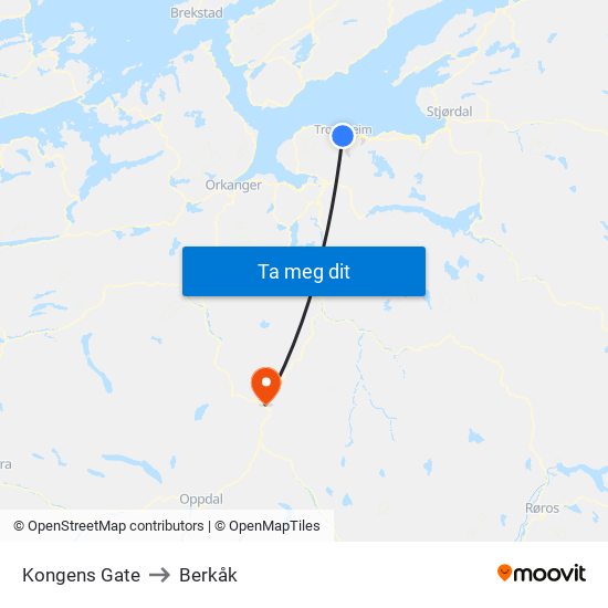 Kongens Gate to Berkåk map