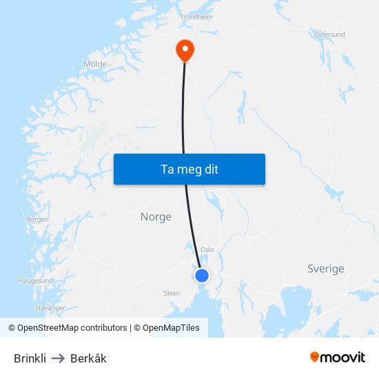 Brinkli to Berkåk map