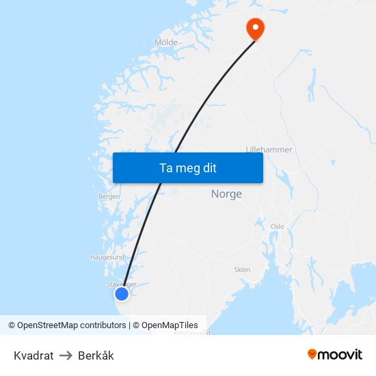 Kvadrat to Berkåk map