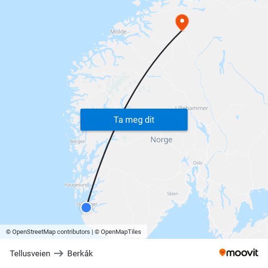 Tellusveien to Berkåk map