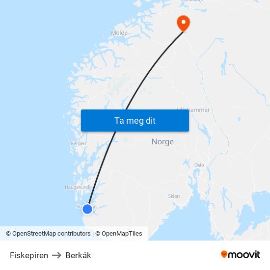 Fiskepiren to Berkåk map