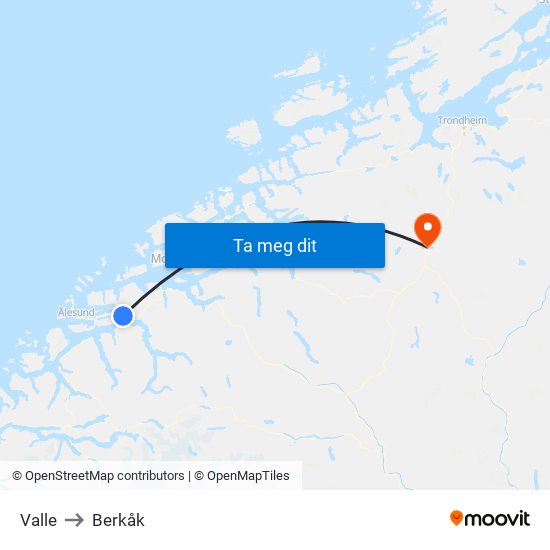 Valle to Berkåk map