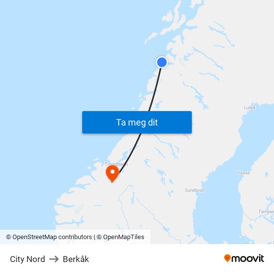City Nord to Berkåk map