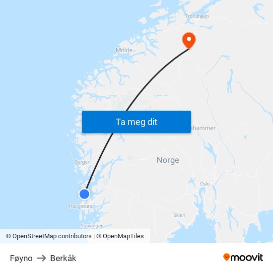 Føyno to Berkåk map