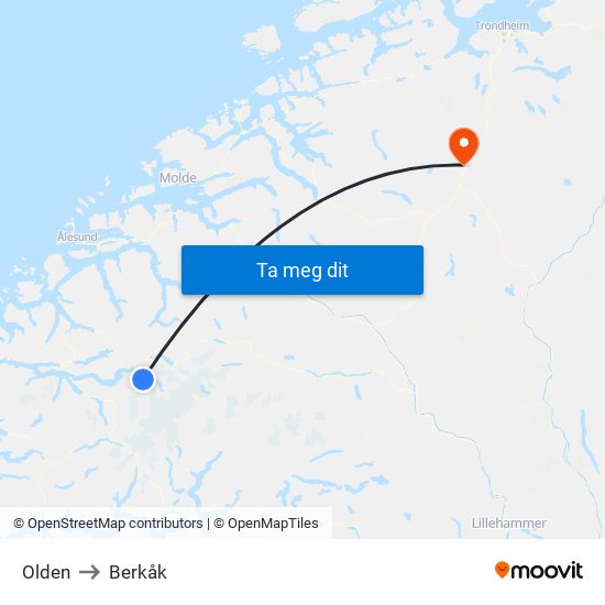 Olden to Berkåk map
