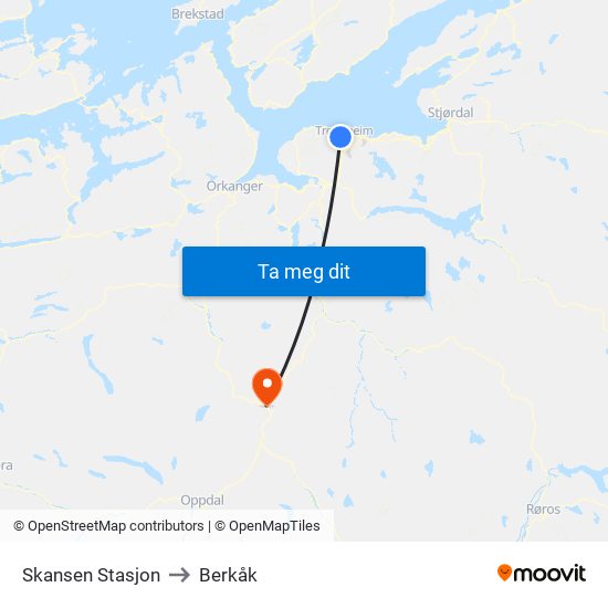 Skansen Stasjon to Berkåk map