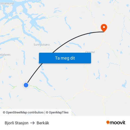 Bjorli Stasjon to Berkåk map