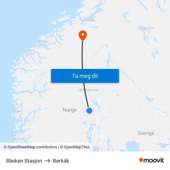 Bleiken Stasjon to Berkåk map