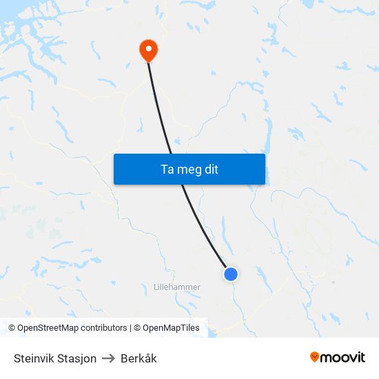 Steinvik Stasjon to Berkåk map