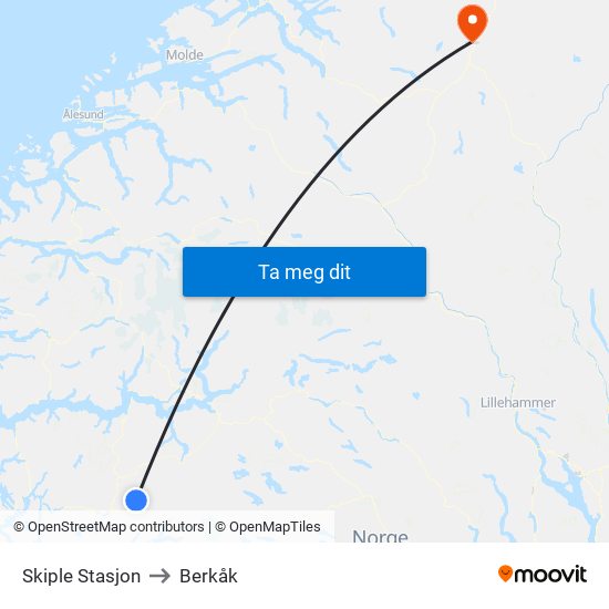 Skiple Stasjon to Berkåk map