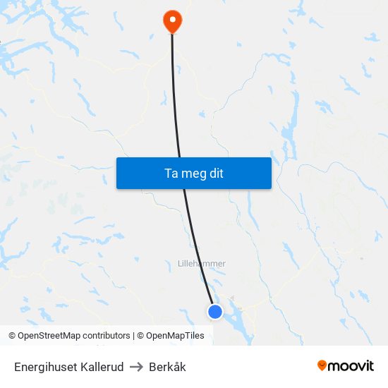 Energihuset Kallerud to Berkåk map