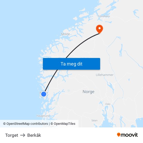 Torget to Berkåk map