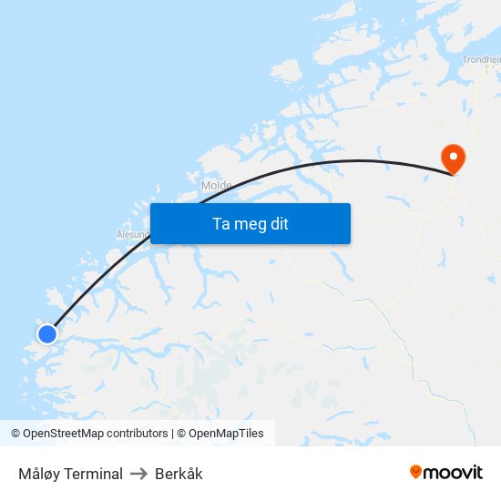 Måløy Terminal to Berkåk map
