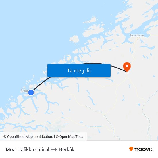 Moa Trafikkterminal to Berkåk map