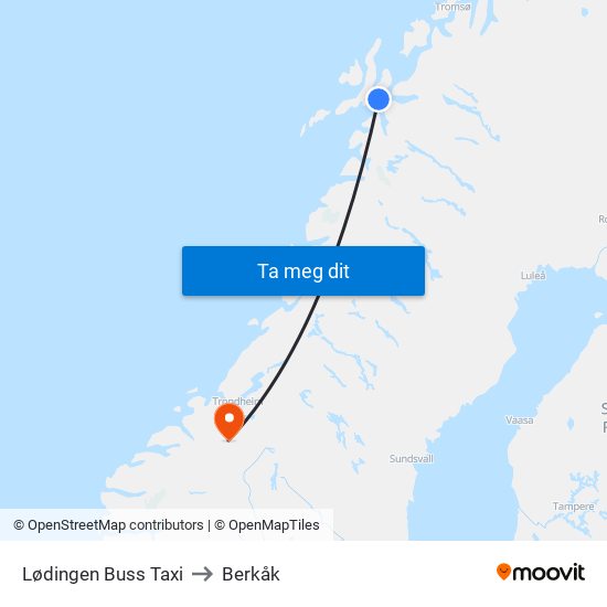 Lødingen Buss Taxi to Berkåk map