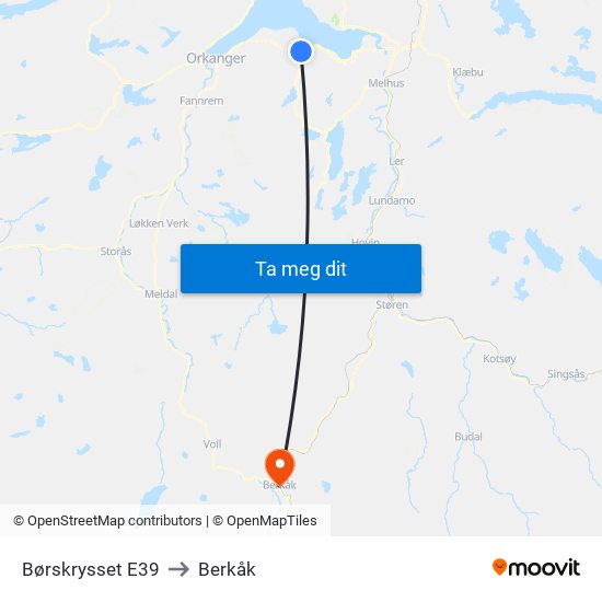 Børskrysset E39 to Berkåk map