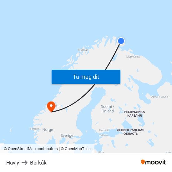 Havly to Berkåk map