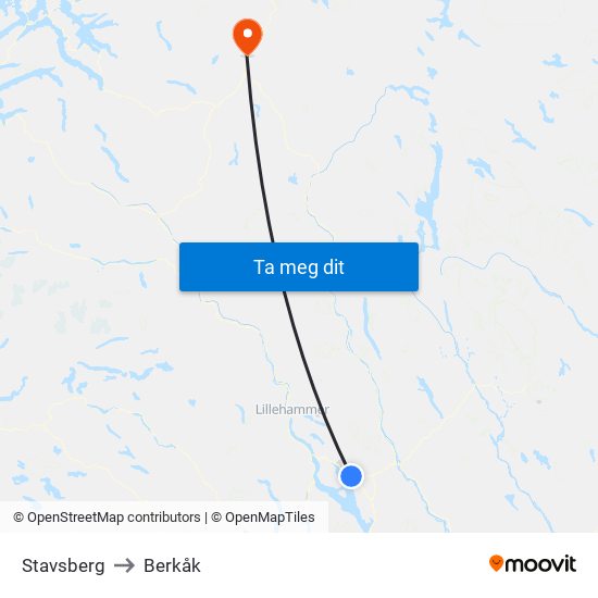 Stavsberg to Berkåk map