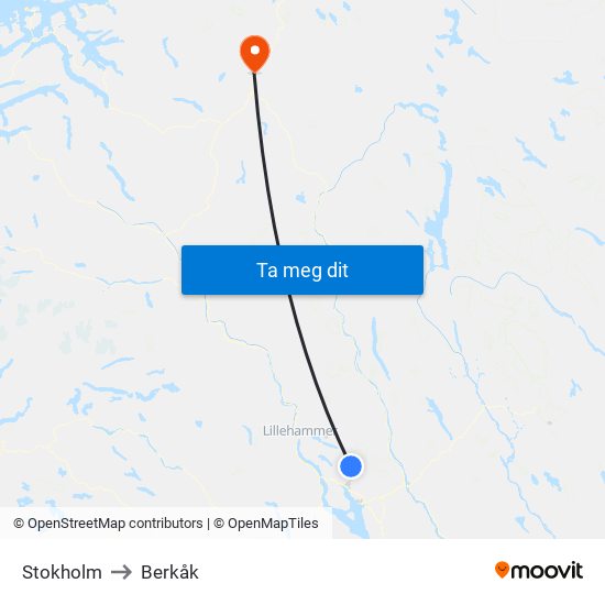 Stokholm to Berkåk map