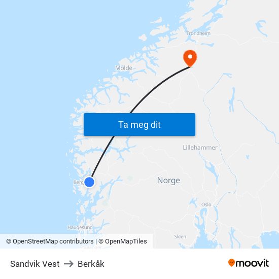 Sandvik Vest to Berkåk map