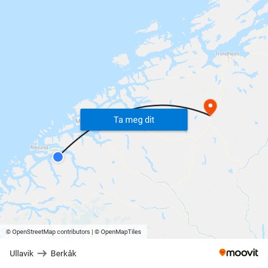 Ullavik to Berkåk map