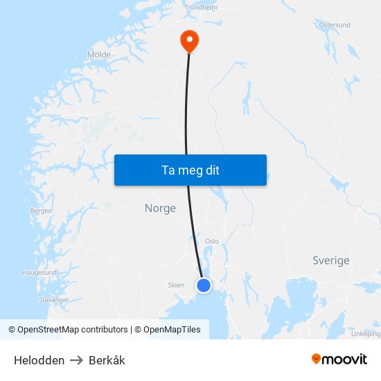 Helodden to Berkåk map