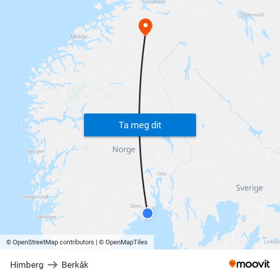 Himberg to Berkåk map