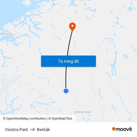 Vinstra Park to Berkåk map