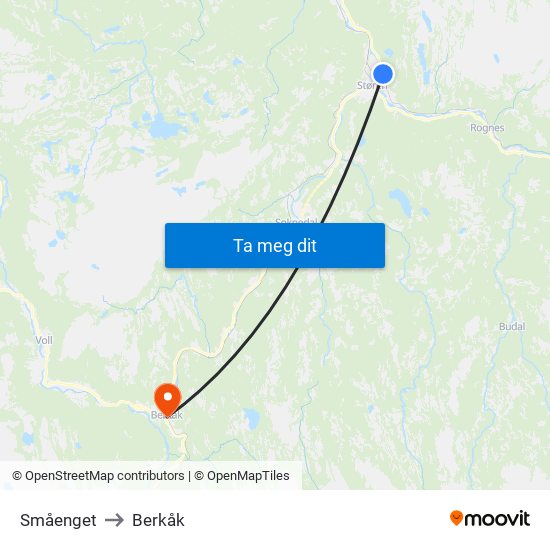 Småenget to Berkåk map