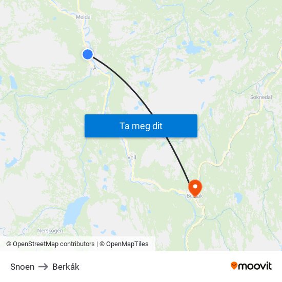 Snoen to Berkåk map
