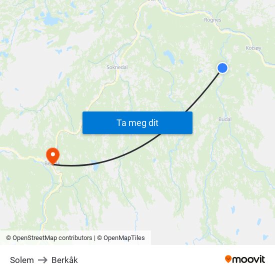 Solem to Berkåk map