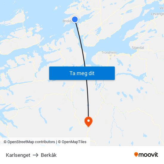Karlsenget to Berkåk map