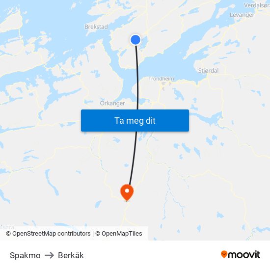 Spakmo to Berkåk map