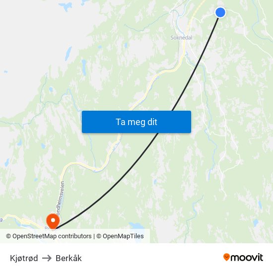 Kjøtrød to Berkåk map