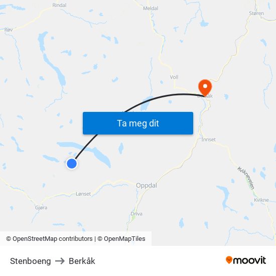 Stenboeng to Berkåk map