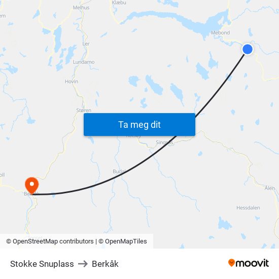 Stokke Snuplass to Berkåk map