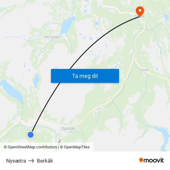 Nysætra to Berkåk map