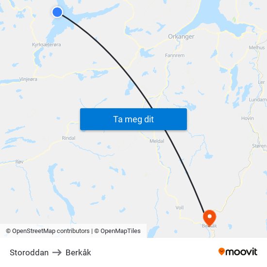 Storoddan to Berkåk map