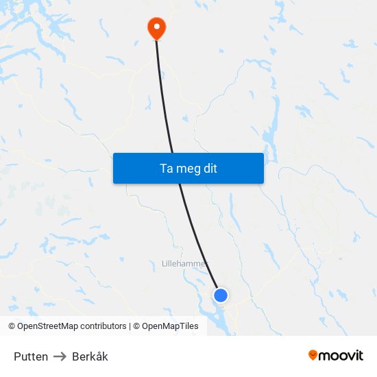 Putten to Berkåk map