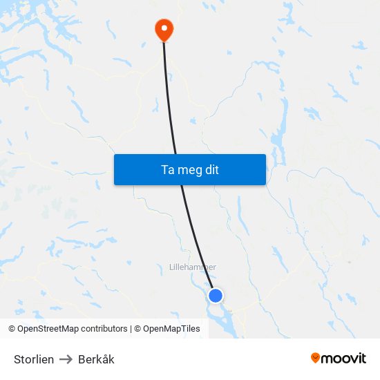 Storlien to Berkåk map