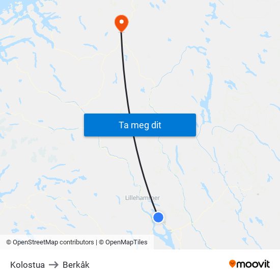 Kolostua to Berkåk map