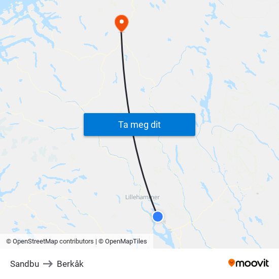 Sandbu to Berkåk map